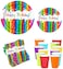 Party Time 48-Pieces Colorful Happy Birthday Party Pack 9" Dinner Paper Plates , 7" Dessert Paper Plates, 9 oz Cups, 2 Ply Napkins - Happy Birthday Party Tableware Set, Rainbow Party Theme