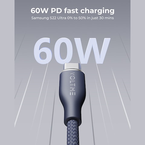 VOLTME Type C Cable 100W 1m, USB C to C Fast Charging Cable 5A, Premium Braided Nylon Phone Charger USB-C Cable for iPhone 15 Pro Max/Plus, iPad mini/MacBook/iPad Pro/Air, S24 Ultra, Huawei P60 Black