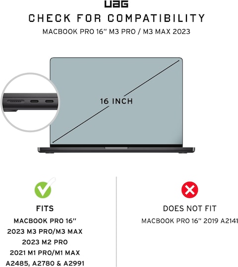 Urban Armor Gear UAG Plyo for MacBook Pro 16 inch Case (2023-2021) M3 Pro / M3 Max A2991 /M2 Pro/M2 Max A2780/M1 Pro/Max A2485 Rugged Military Grade Hard Shell Laptop Cover Translucent Clear - Ice