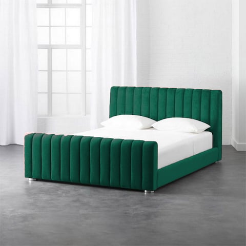 إن هاوس مارتوس هيكل سرير منجد بالمخمل - نفر - 200×120 سم - أخضر غامق