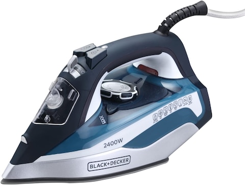 Black+Decker 2400W Steam Iron With Ceramic Soleplate Auto Shut-Off, Blue - X2150-B5