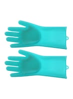 Buy Generic 2-Piece Reusable Waterproof Dishwashing Gloves Blue 15x10x6centimeter in UAE