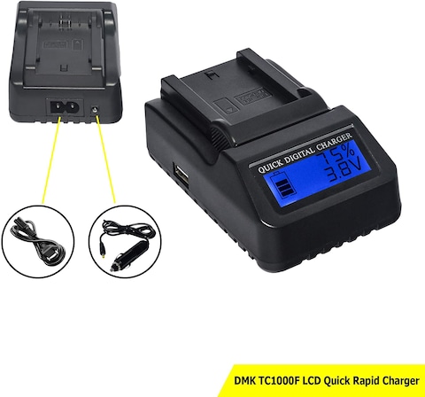 DMK Power NP-FZ100 LCD Quick Rapid TC-1000F Charger for Sony NP-FZ100, BC-QZ1 A7RIII A7R3, a7 III, Alpha 9, Alpha 9R, Alpha 9S Digital Camera