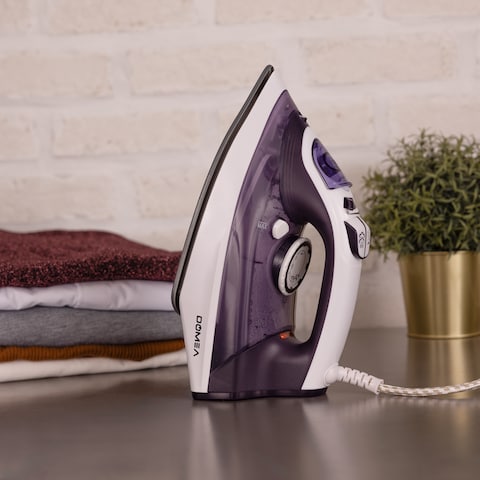 DOMEA&reg;&reg; 2200W Steam Iron With Ceramic Sole Plate  Adjustable Thermostat   Anti Drip Function   Light Weight  Suitable For All ClothTypes   Anti Calc &amp; Auto Clean   2 Years Warranty