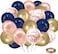 Party Time Rose Gold Blue Balloons Supplies, 50 pcs 12 Inches Navy Blue and Gold Metallic Balloons with Rose Gold Ribbon for Wedding, Birthday Party Decorations