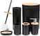 Bathroom Accessories Set 6Pcs,White, Bamboo Bathroom Accessory Set 6Pcs,Black