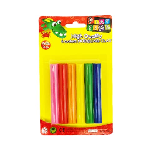 Playtime Clay 6 Colors Round Stick In Blister
