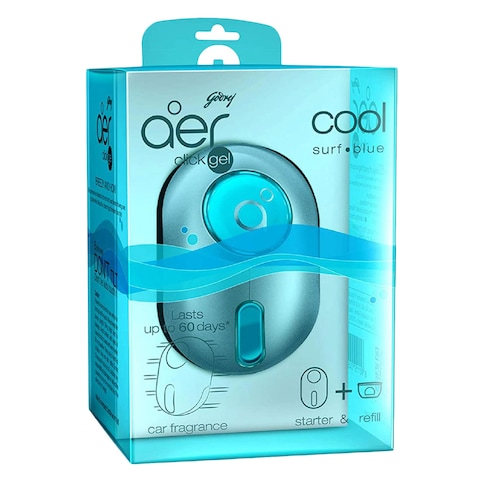 Godrej Aer Car Air Freshener Click Gel Cool Surf Blue 10g