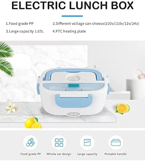 Generic Electric Lunch Box Portable Electric Heating Food Container With Spoon Food Warmer