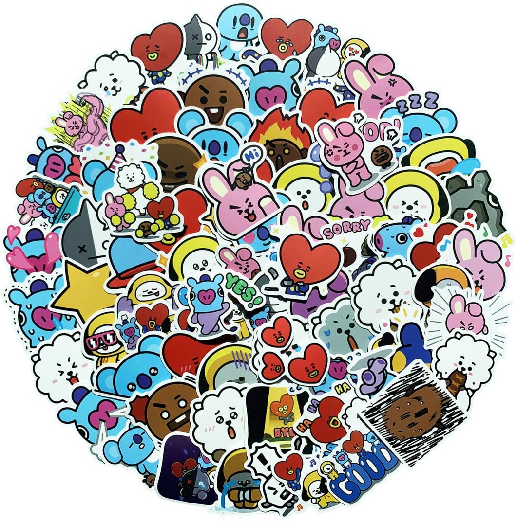 Buy King Maoshen 80 Pcs Bts Waterproof Cute Cartoon Stickers Set For ...