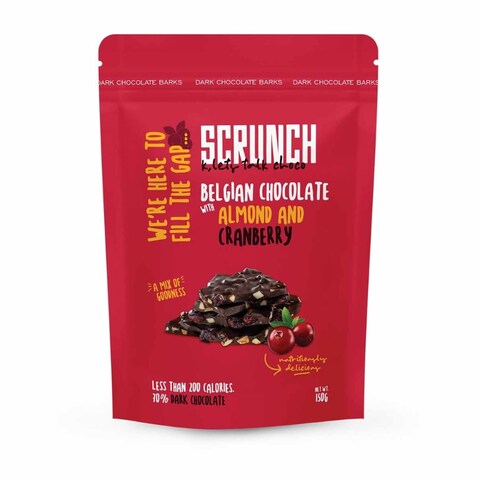 Scrunch Belgian Chocolate with Almond &amp; Cranberry - 150 gram