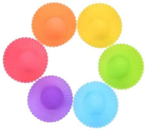 Generic Set Of 12 Pieces (1 Dozen) Round Shaped Silicon Cake Baking Molds Jelly Mold Silicon Cupcake Pan Muffin Cup
