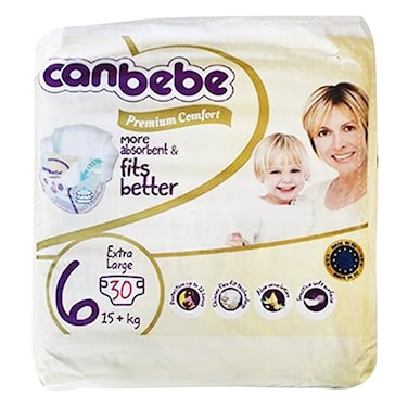 Canbebe  Premium Comfort Fits Better Diapers Extra Large Size 6 30 Count 15+KG 15Percent  Off