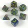 Chessex Dice: Polyhedral 7-Die Festive Dice Set - Rio Marble Swirl with Yellow Pips