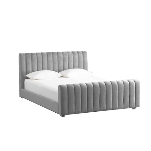 إن هاوس مارتوس هيكل سرير منجد بالمخمل - نفر ونص - 200×150 سم - رمادي