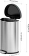 EKO Aria Brushed Stainless Steel Step Kitchen Trash Can Semi-Round 45L