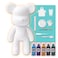 DIY CREATE YOUR OWN UNIQUE ACRYLIC FLUID POURING PAINT MONEY SAVING BEAR (13 inch - 33 cm) COMPLETE SET, Colors: Light-Blue, Dark-Purple, Gold, Black, Blue-Green, Fun Creative Gift