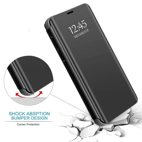 View Flip Mirror Case Cover For Samsung S20  Black