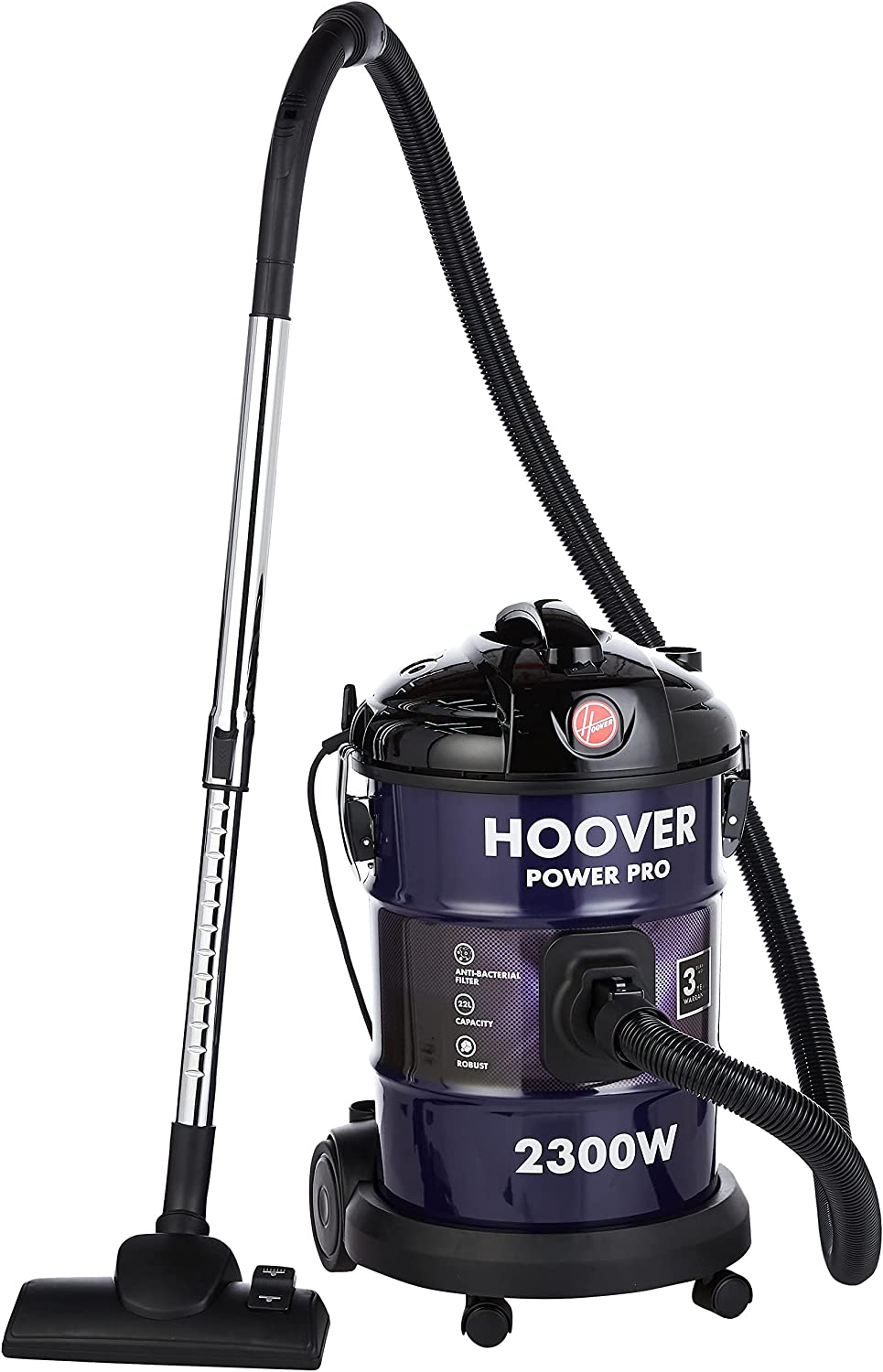 Hoover Power Pro Tank Vac Vacuum Cleaner 2300W Purple, 22L, Ht85-T3-Me