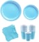 Party Time 48-Pieces Complete Party Pack Light Blue 9" Dinner Paper Plates , 7" Dessert Paper Plates, 9 oz Cups, 2 Ply Napkins - Birthday Party Tableware Set, Light Blue Party Theme