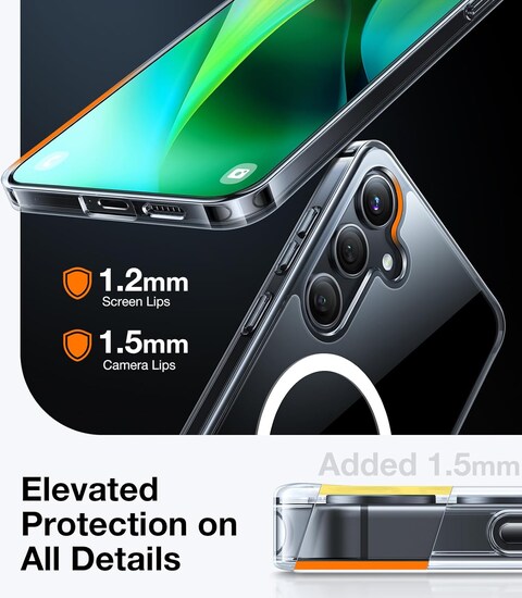 Torras Diamond- Mag Series Magnetic Crystal Clear for Samsung Galaxy S24 Plus Case [Snap to MagSafe] [12FT Mil-Grade Drop Tested] Non-Yellowing Slim Fit Protective Case, Clear