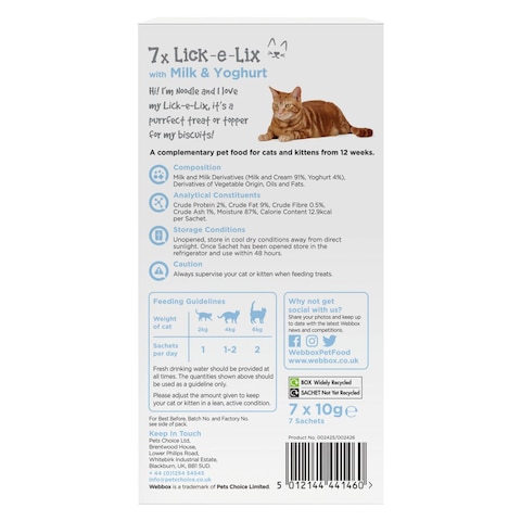 Webbox Cat Delight Lick-e-Lix Milk And Yoghurt Cream 10g Pack of 7