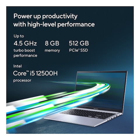 Asus Vivobook X1500E Laptop with 15.6-Inch Display Core i5 Processor 8GB RAM 512GB SSD Intel Iris Xe Graphic Card Indie Black Silver
