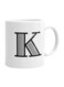 Goldedge Alphabet K Printed Ceramic Coffee Mug White/Black 11Ounce