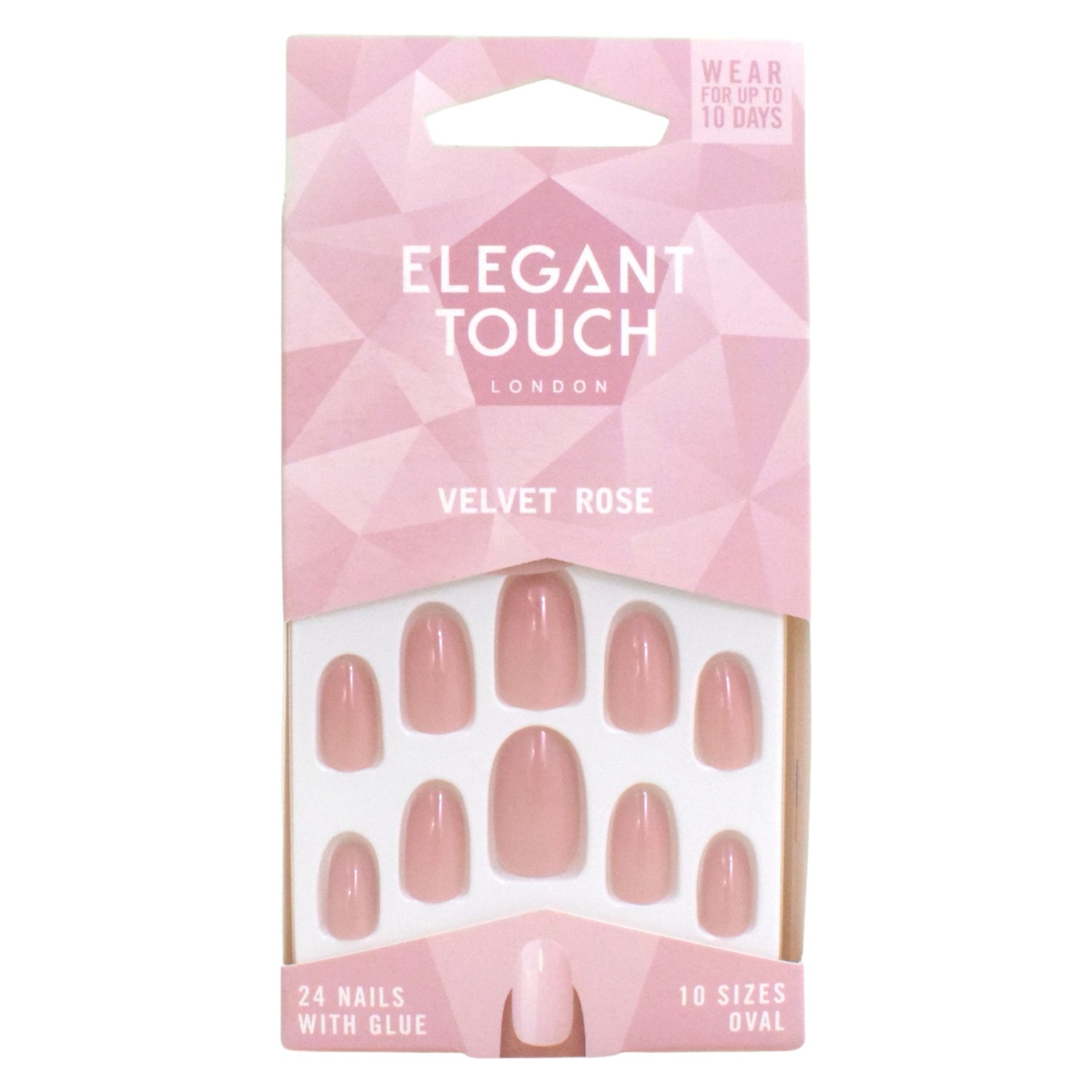 Elegant Touch False Nails With Glue Velvet Rose 24 PCS