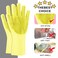 ZALCOON Silicone Dishwashing Gloves Reusable Rubber Cleaning Gloves, Dishwashing Gloves Silicone Glove Brush, Washing Gloves for Kitchen, Housework, Car, Bathroom, Clothes, Pet (Yellow)