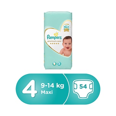 Pampers Premium Care Diapers Mega Pack Size 4 9-14KG 54 Count