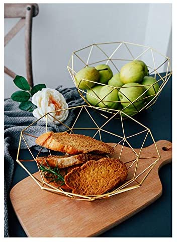 Aiwanto Fruit Bowl Fruit Basket Fruit Storage Basket Storage Box Fruit Tray for Dinning Table Gold