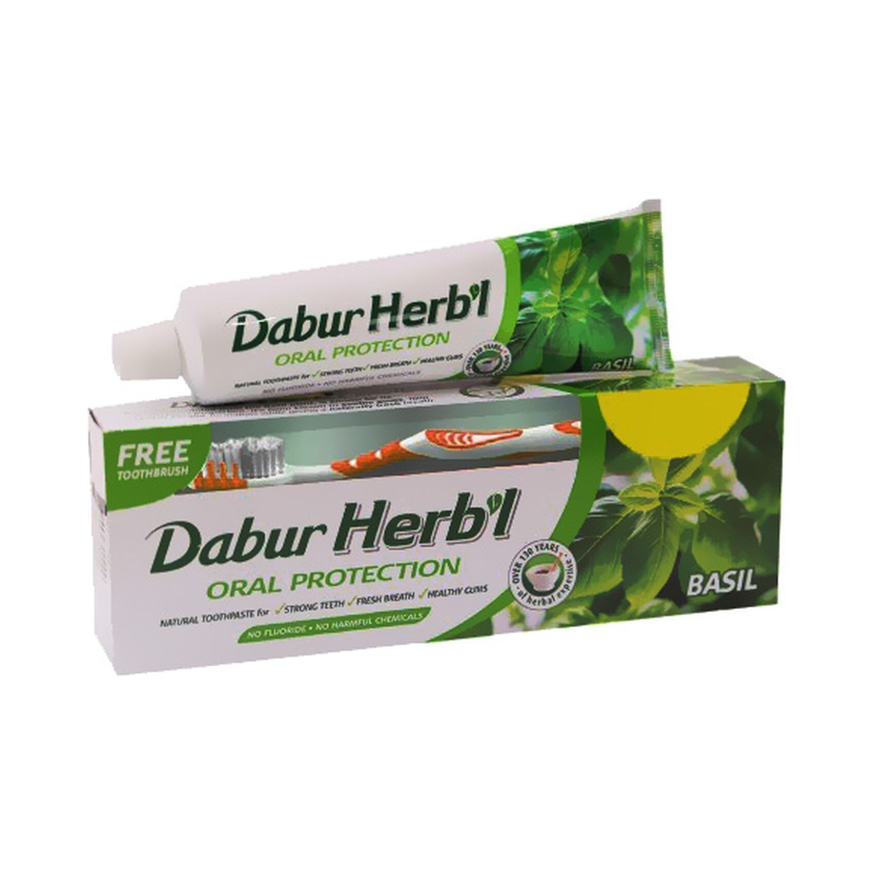 Buy Dabur Herb'l Basil Toothpaste With Brush White 150g Online ...