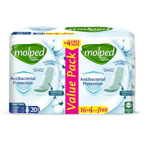 Molped Pure and Soft Hygienic Pads - Extra Long - 20 Pads