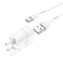 Hoco. Wall Charger - C77B Highway - Dual Port Charger UK Plug Set With Type-C Cable - White