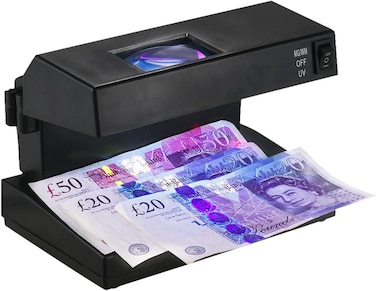 Alisa Portable Desktop Counterfeit Bill Detector Cash Banknotes Notes Checker Machine Support Ultraviolet Uv And Watermark Detection With Magnifier Forged Money Tester For Usd Euro Pound, Eu Plug