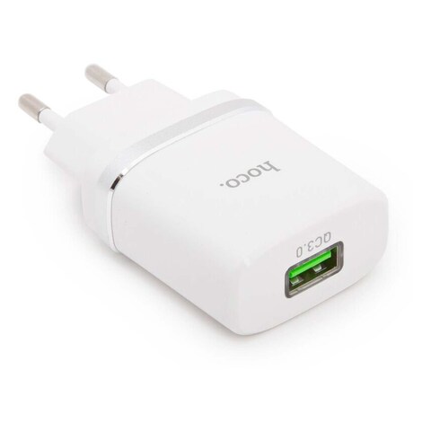 Hoco C12Q Wall Charger with Type-C Cable - White
