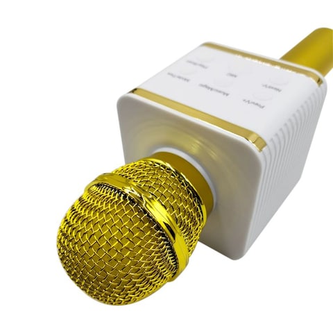 جينيريك مكبر صوت كاريوكي بلوتوث مع ميكروفون V7 - أصفر مع أبيض