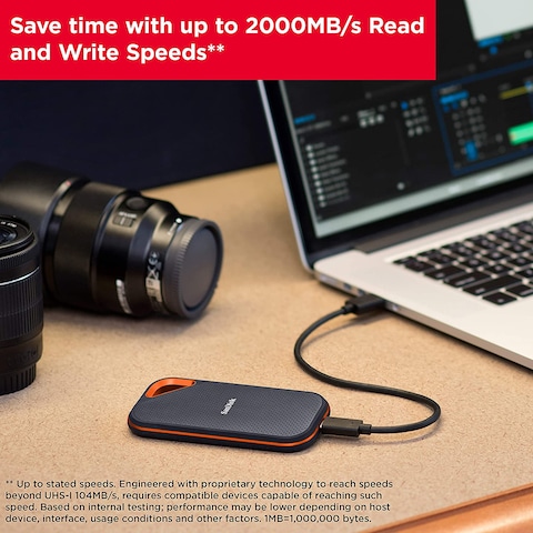 Sandisk 1TB Extreme PRO Portable SSD - Up to 2000MB/s - USB-C, USB 3.2 Gen 2x2 - External Solid State Drive - SDSSDE81-1T00-G25