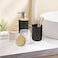 Bathroom Accessories Set 8 Pcs Bamboo Bath Ensemble Includes Soap Dispenser, Toothbrush Holder, Toothbrush Cup, Soap Dish, Qtip Holder Dispenser for Housewarming Gift (8-Bamboo Black)