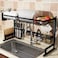 PUSDON Dish Drying Rack Over Sink, Drainer Shelf for Kitchen Supplies Storage Stainless Steel Display, (Black, For Sink &le; 33.5inch)