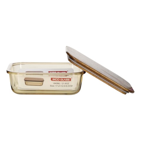 Ikoo Glass Boroscoilte Glass Food Container Amber 640ml