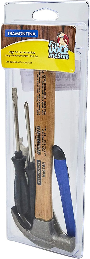 Tramontina Since 1911, Made In Brazil 6 Pieces Tools Set   2X Wrench + Hammer + 2X Screwdriver + Narrow Knife