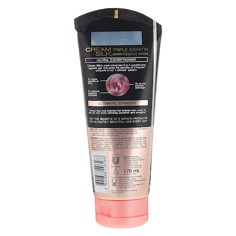 Cream Silk Triple Keratin Ultimate Straight Conditioner Pink 170ml