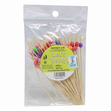 Let&#39;s Party Bamboo Bead Pick 12cm 50 Pieces