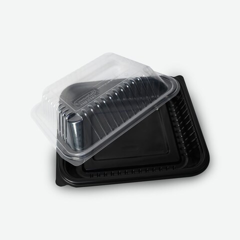 COSMOPLAST 50PCS DARK MEAL TRAY WITH LID 1 COMPARTMENT (PACK OF 5) 5x10