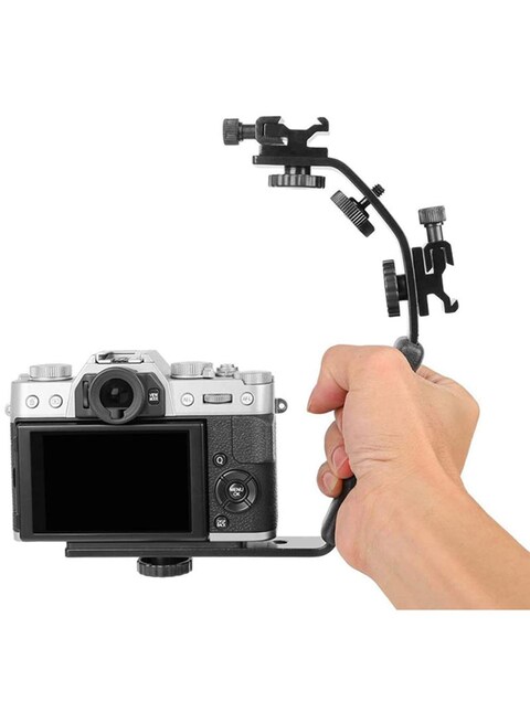 Generic - L-Shaped Aluminium Flash Camera Holder 18cm Black