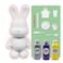 BUNNY MONEY SAVER FIGURINE (9 inch - 23 cm) ACRYLIC DRIP POURING PAINT DIY SET Colors: Silver, Dark-Purple, Lemon-Yellow.