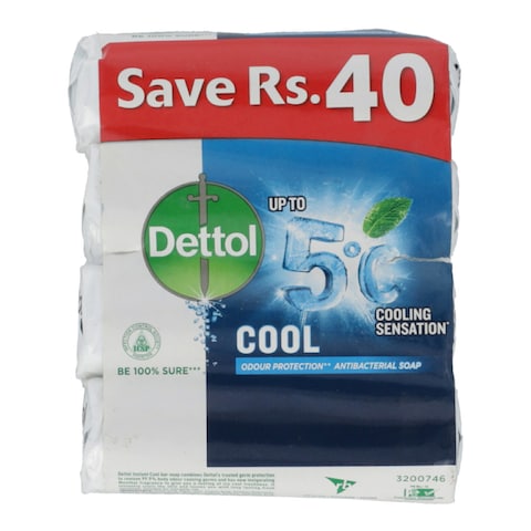Dettol Cool Odour Protection Antibacterial Soap 130 gr (Pack of 4)