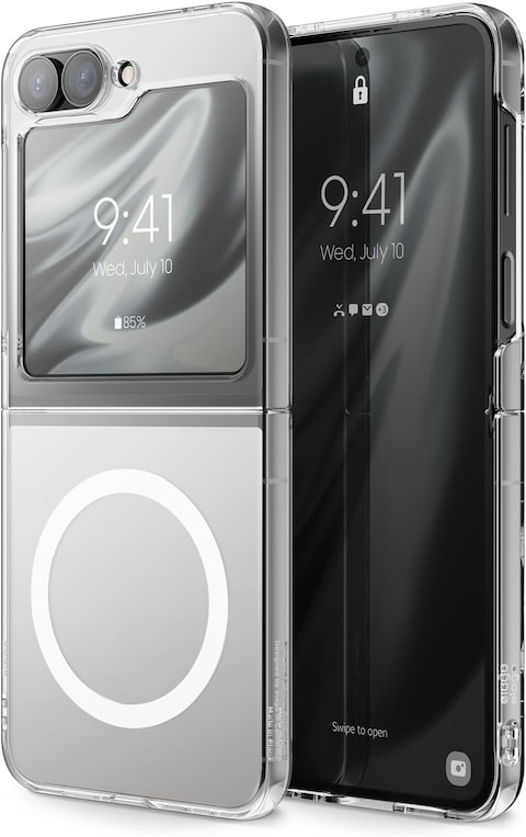 elago Magnetic Hybrid Clear designed for Samsung Galaxy Z Flip 6 case cover (2024), Hard PC, Crystal Clear, Shockproof Bumper, Full Body Protection - Transparent